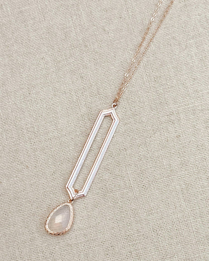 Gracie Rose Designs - Minimalist Rose Gold & Silver & Opal Glass Pendant Necklace