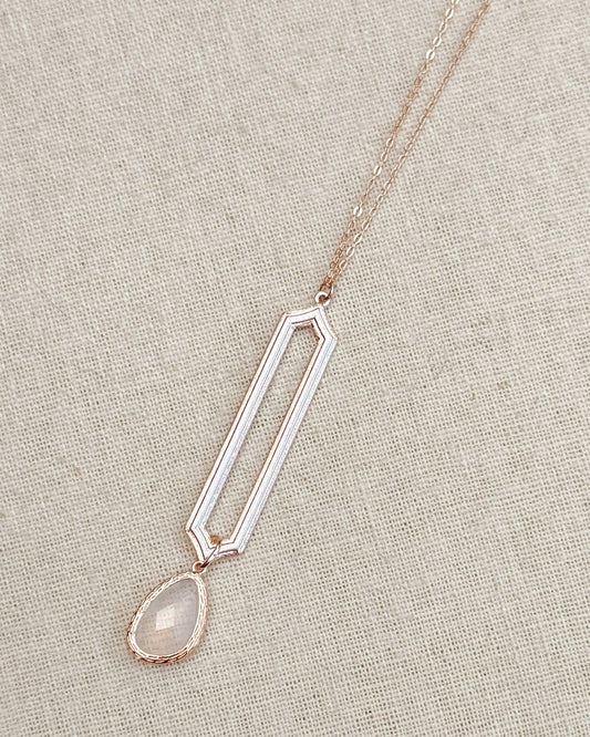 Gracie Rose Designs - Minimalist Rose Gold & Silver & Opal Glass Pendant Necklace