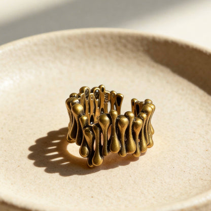 Aurea Jewelry- Matte Antique Gold Open Ring