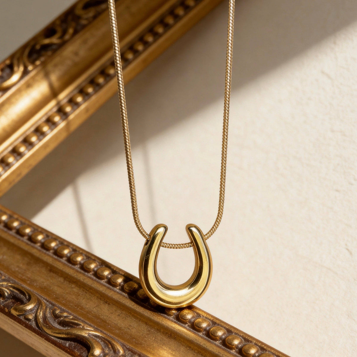 Aurea Jewelry - Stainless Steel Lucky Horseshoe Gold Pendant Necklace