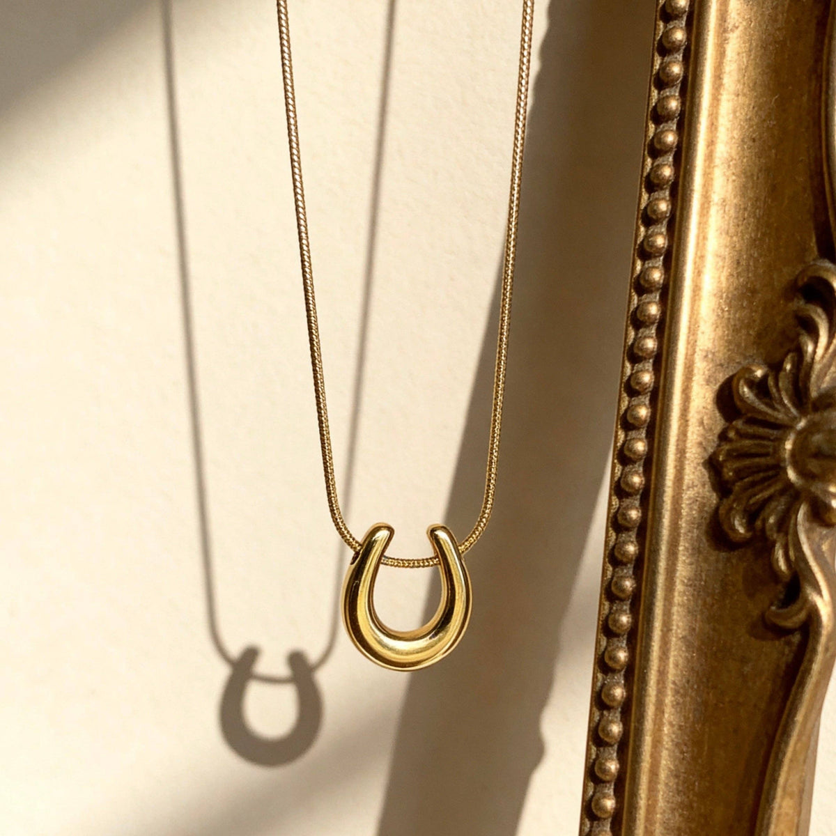 Aurea Jewelry - Stainless Steel Lucky Horseshoe Gold Pendant Necklace