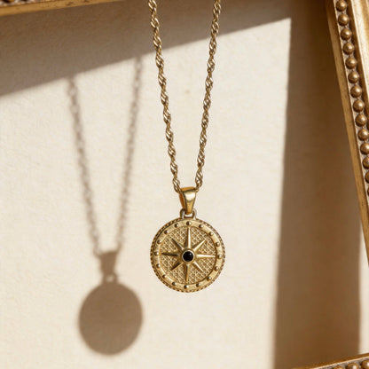 Aurea Jewelry - Stainless Steel Gold Compass Star Pendant Necklace