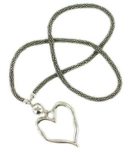 Suzie Blue Canada - Beaded Rope Necklace with Open Heart