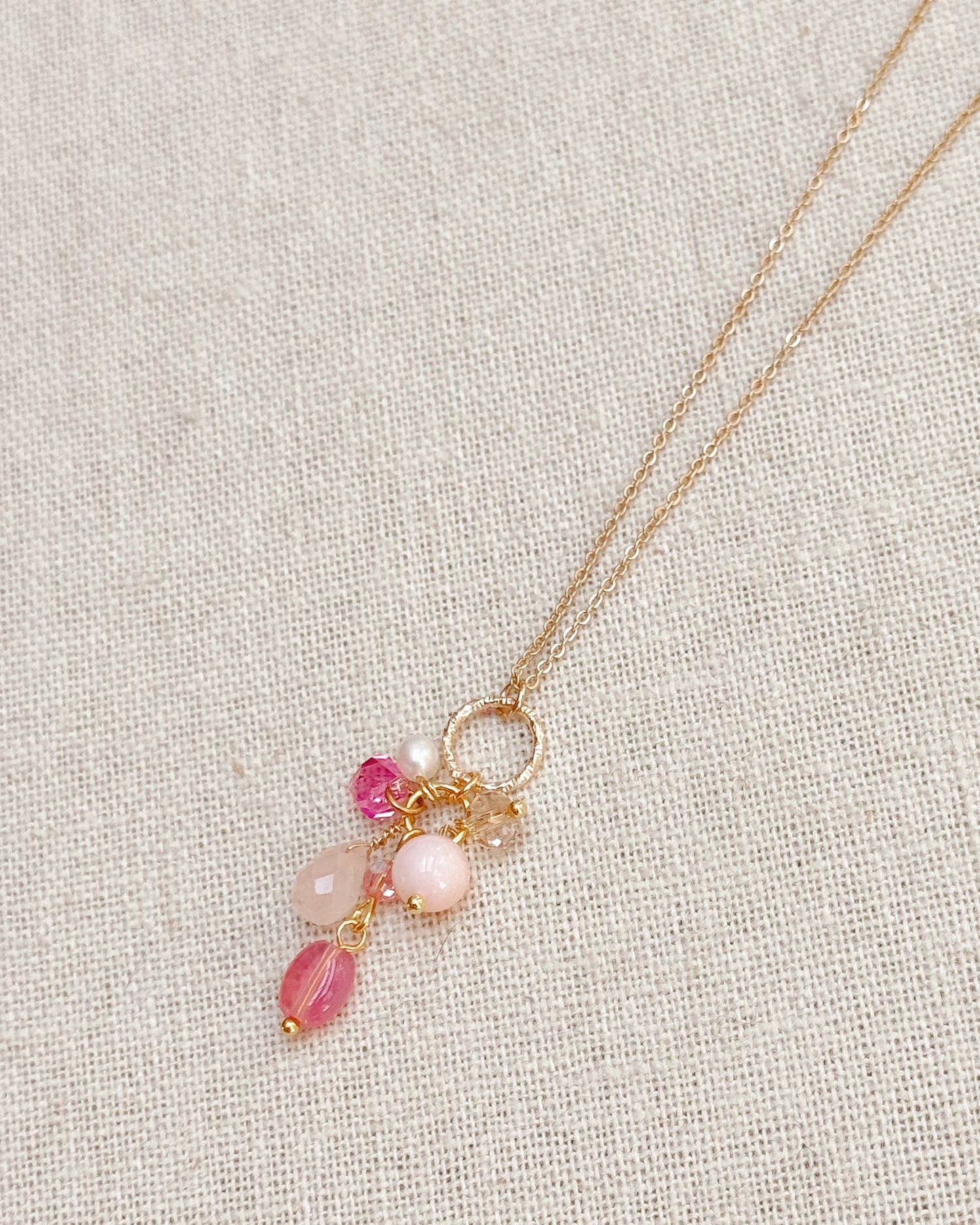 Gracie Rose Designs - Pink Gemstone Cluster Necklace