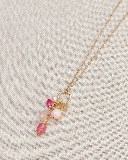 Gracie Rose Designs - Pink Gemstone Cluster Necklace