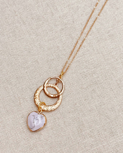 Gracie Rose Designs - Gold Howlite Heart & Hammered Circles Necklace
