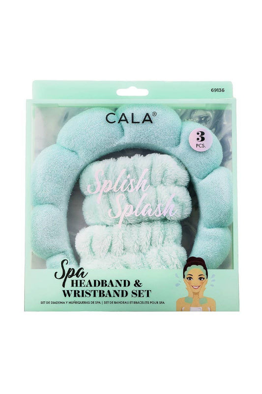 CALA Mint Spa Headband & Wristband Set