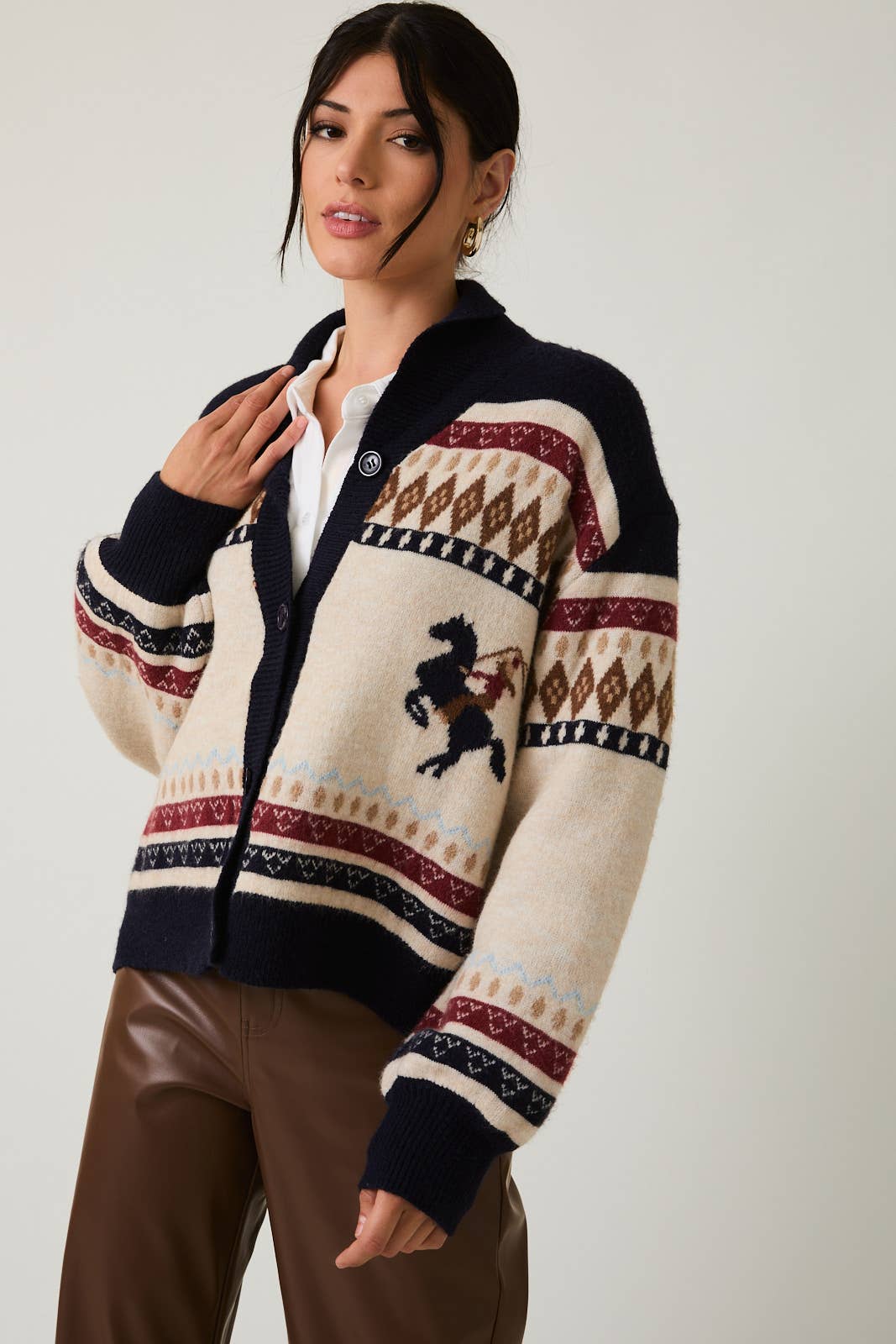 Sunday Edition Horse Motif Oversized Cardigan