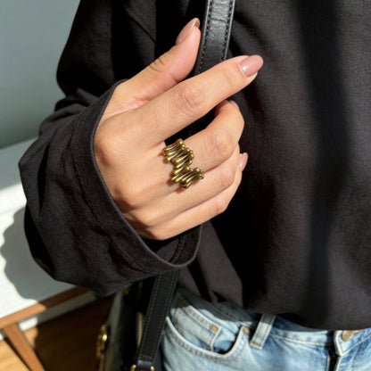 Aurea Jewelry- Matte Antique Gold Open Ring