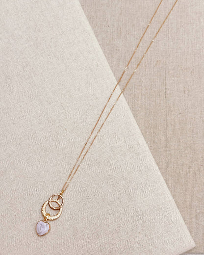 Gracie Rose Designs - Gold Howlite Heart & Hammered Circles Necklace