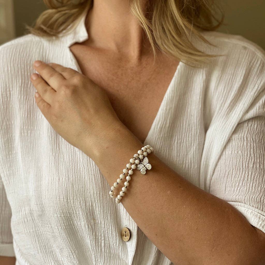 Suzie Blue Canada - Double Strand Crystal Bracelet With Butterfly Charm