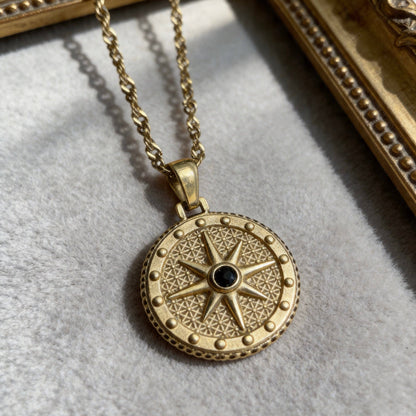 Aurea Jewelry - Stainless Steel Gold Compass Star Pendant Necklace