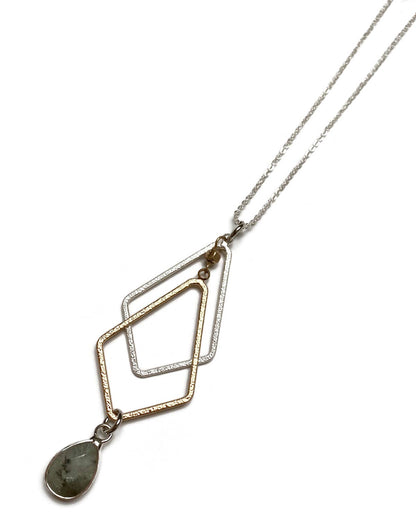 Gracie Rose Designs - Minimalist Gold & Silver Labradorite Pendant Necklace