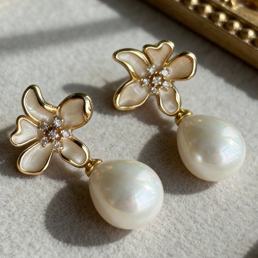 Aurea Jewelry - Floral Pearl Drops