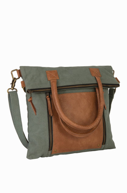 Mona B. - Fold-Over Aegean Up-Cycled Convertible Women's Tote Bag