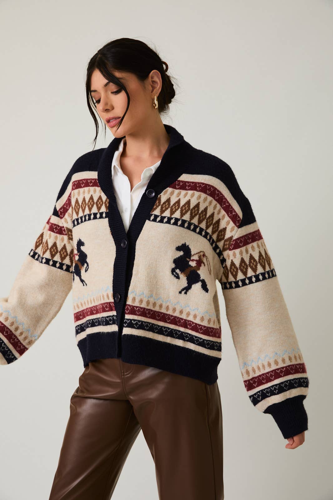 Sunday Edition Horse Motif Oversized Cardigan