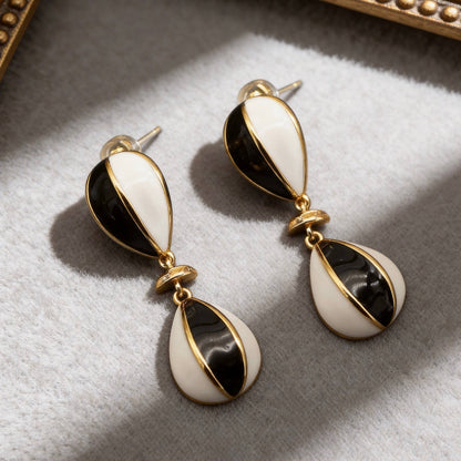 Aurea Jewelry - Black White Drop Earrings