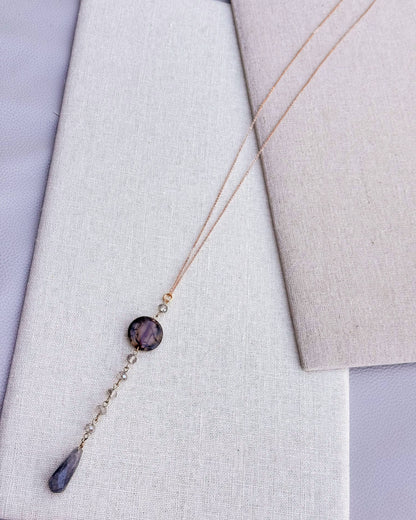 Gracie Rose Designs - Matte Gold Crackle Agate & Crystal Drop Necklace