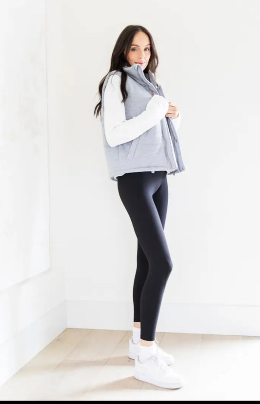 Priv Cora Knit Puffer Vest Grey