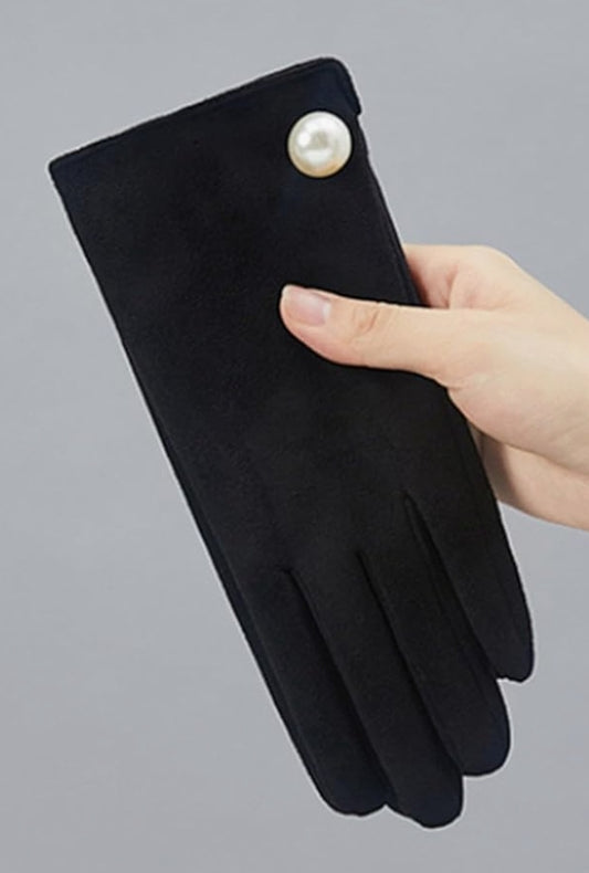 Black Gloves with Pearl