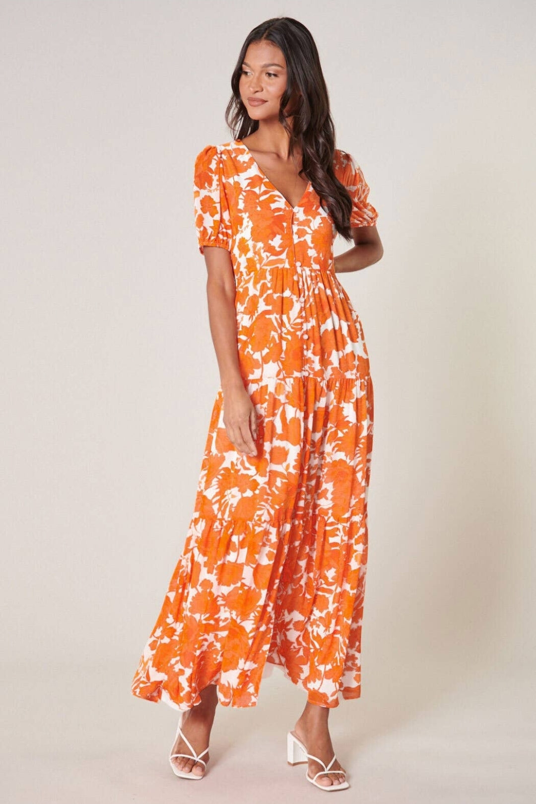 Sugarlips Tangelo Floral Monaco Tiered Maxi Dress