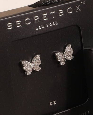 Butterfly Cubic Zirconia Sterling Stud Earrings