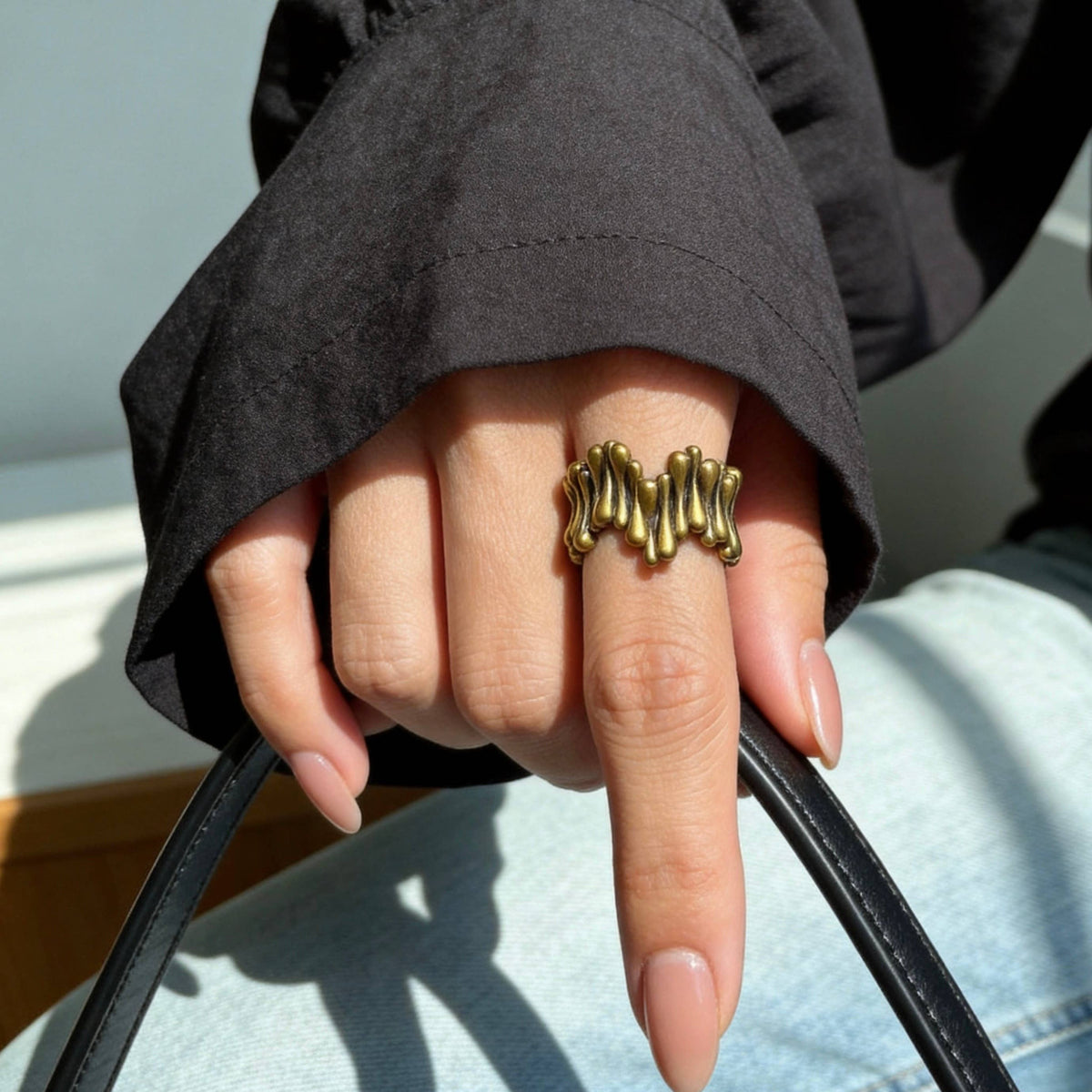 Aurea Jewelry- Matte Antique Gold Open Ring