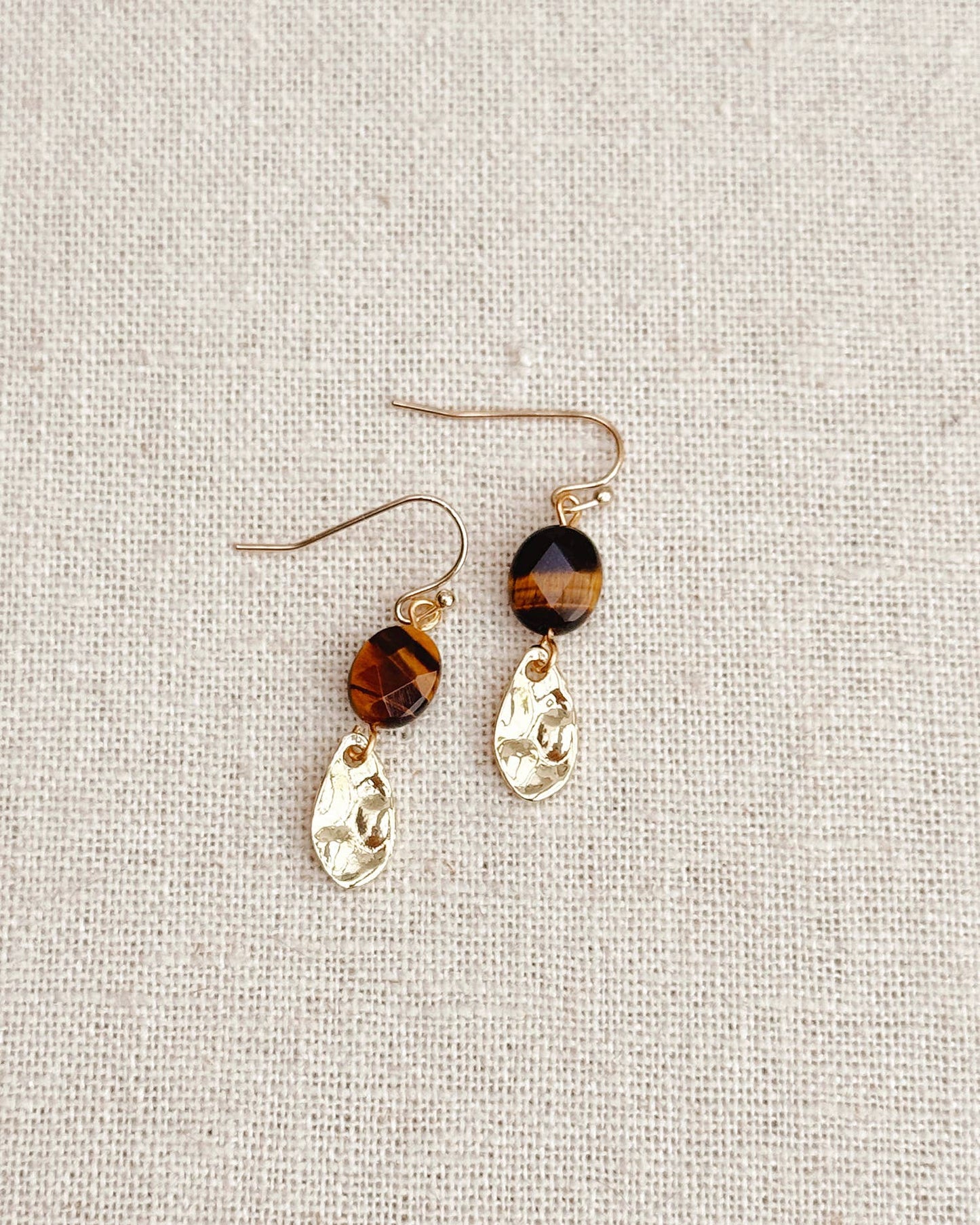 Gracie Rose Designs - Tiger’s Eye Gold Drop Earrings
