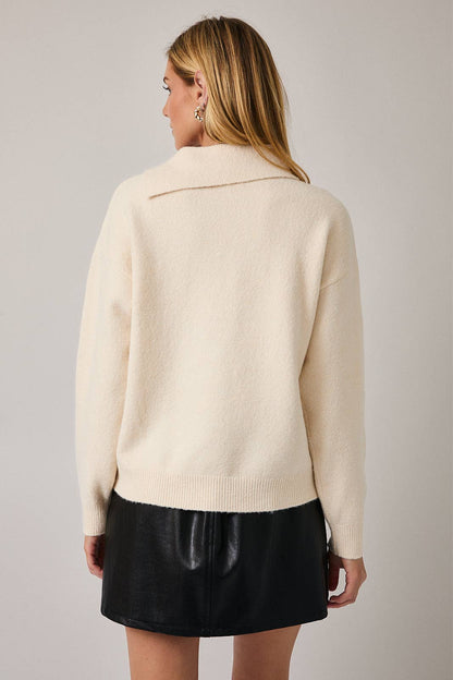 Sunday Edition Cream Asymetric Mockneck Sweater