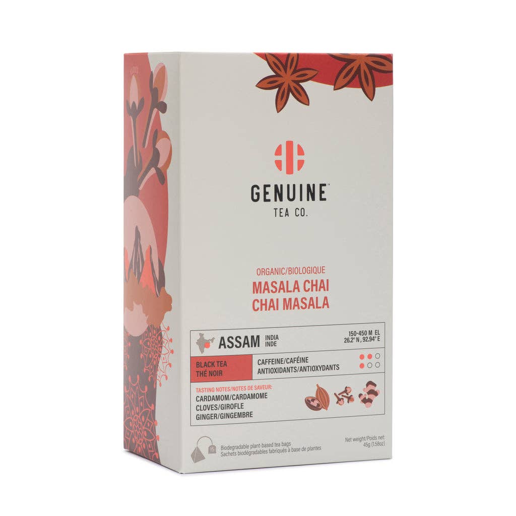 Genuine Tea - Pyramid Tea Bags - Organic Masala Chai Black Tea