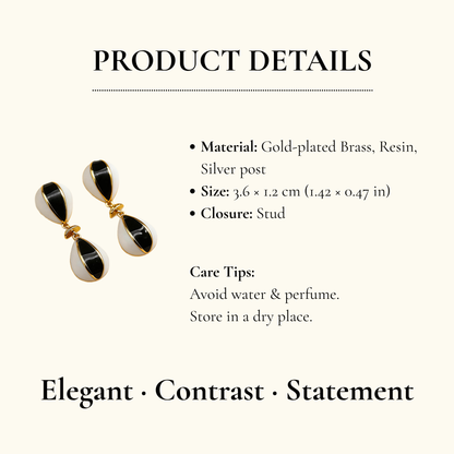 Aurea Jewelry - Black White Drop Earrings