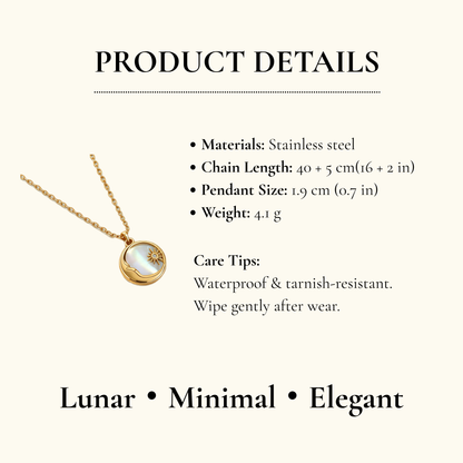 Aurea Jewelry - Stainless Steel Sun & Moon Mother-of-Pearl Pendant Necklace
