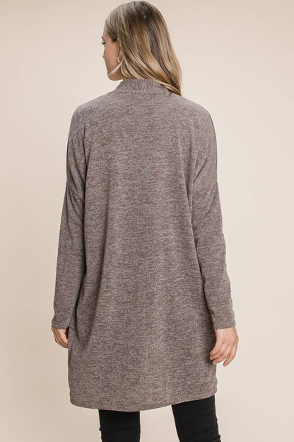 BOMBOM - SOFT KNIT CARDIGAN WITH POCKETS MOCHA