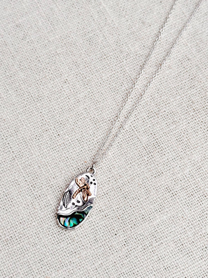 Gracie Rose Designs - Dragonfly Abalone Charm Talisman Medallion Necklace