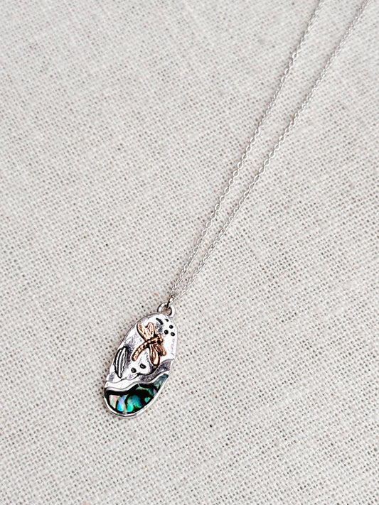 Gracie Rose Designs - Dragonfly Abalone Charm Talisman Medallion Necklace