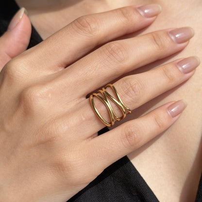 Aurea Jewelry - Abstract Wave Open Gold Ring