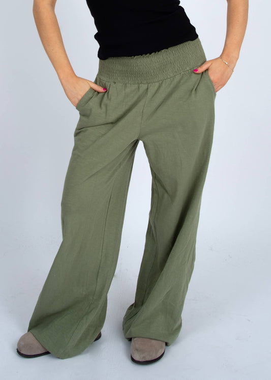 RD Style - TEDDY RUCHED WAISTBAND PANTS