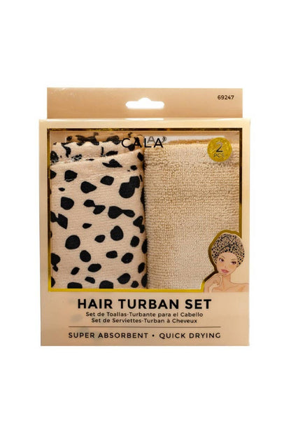 CALA Shower Hair Turban Set Cheetah/Beige