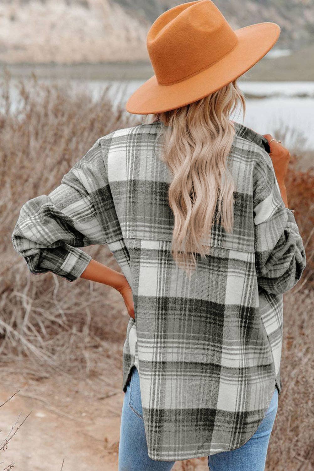 Lovesoft Plaid Shacket Grey