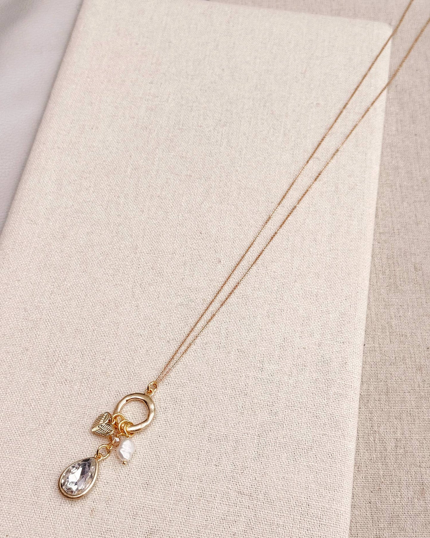 Gracie Rose Designs - Gold Angel Wing Heart Charm Necklace