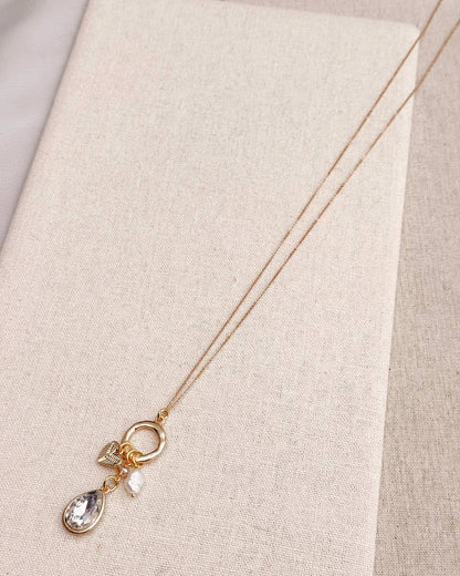 Gracie Rose Designs - Gold Angel Wing Heart Charm Necklace