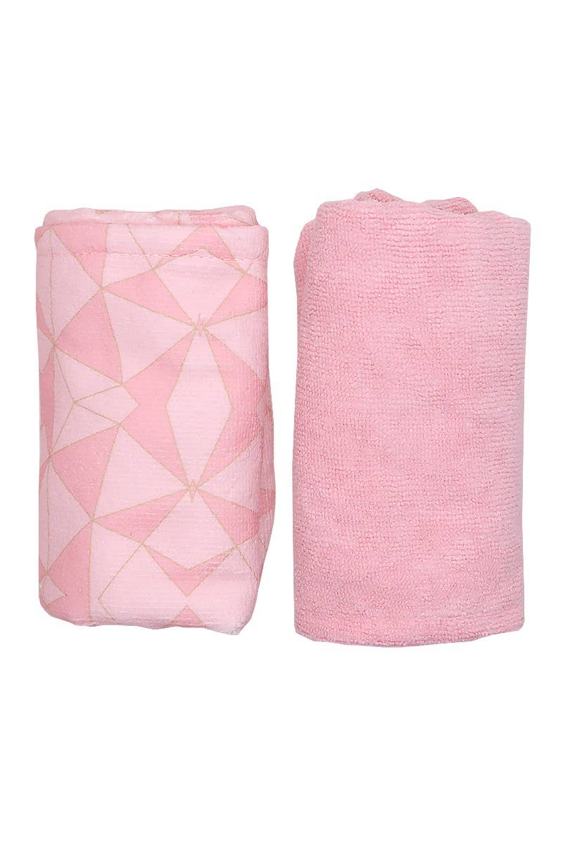 CALA 2pc Shower Hair Turban Set Geometric/Pink