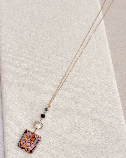 Gracie Rose Designs - Tortoiseshell and Crystal Drop Necklace