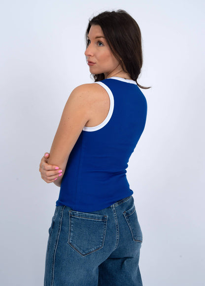 RD Style - MARIA CREW NECK MUSCLE TANK BLUE