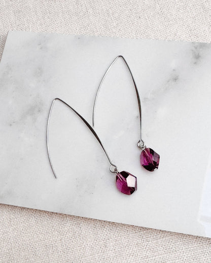 Gracie Rose Designs - Glam Amethyst Swarovski Crystal Long Thread Through Earrings