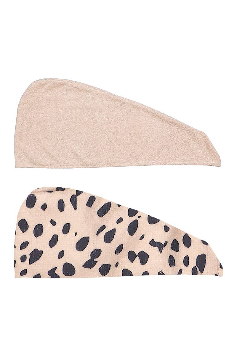 CALA Shower Hair Turban Set Cheetah/Beige