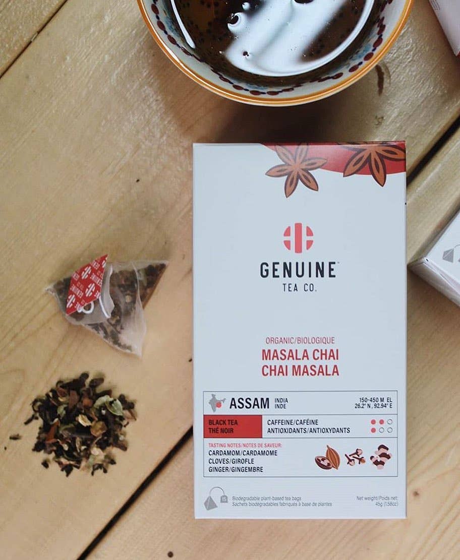 Genuine Tea - Pyramid Tea Bags - Organic Masala Chai Black Tea