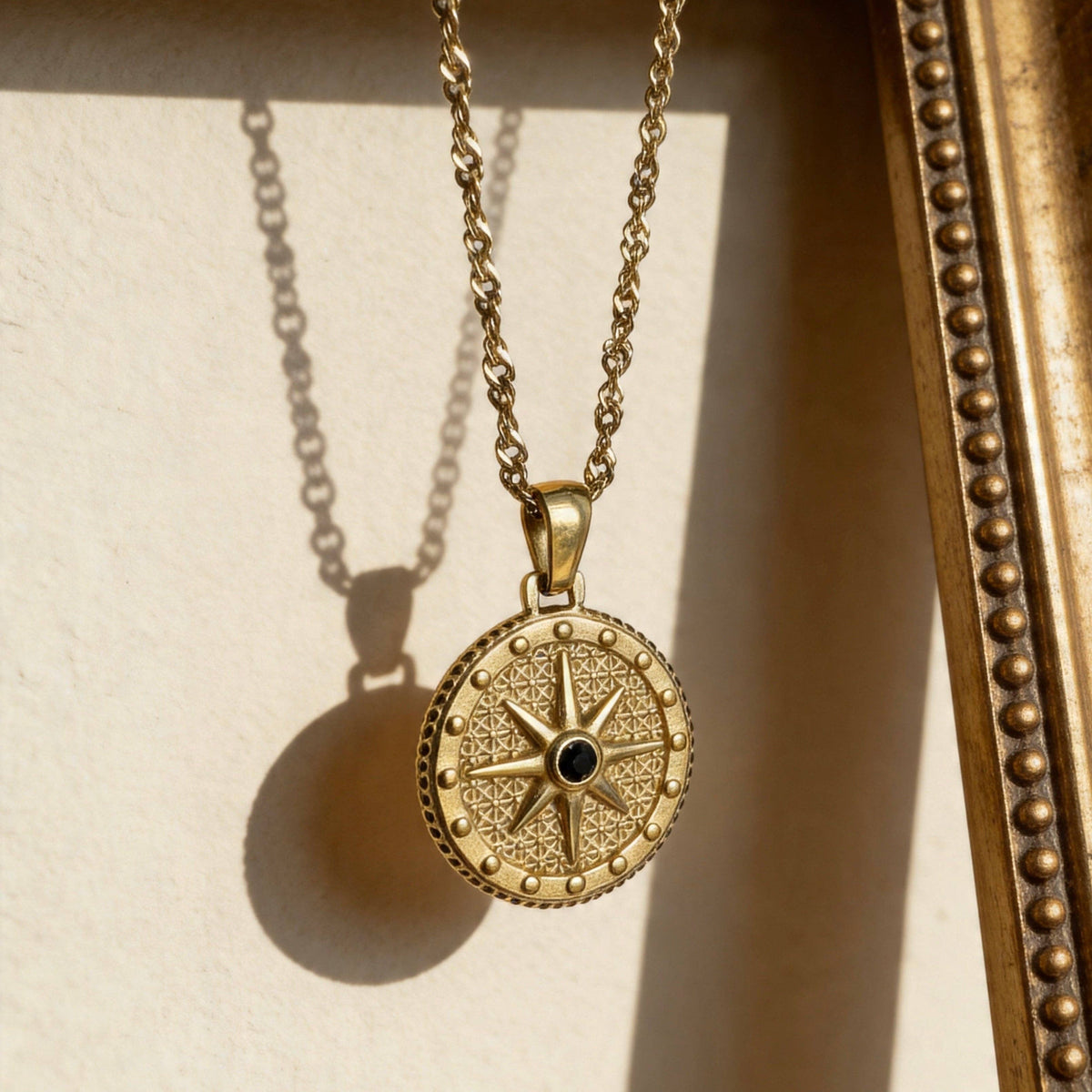 Aurea Jewelry - Stainless Steel Gold Compass Star Pendant Necklace