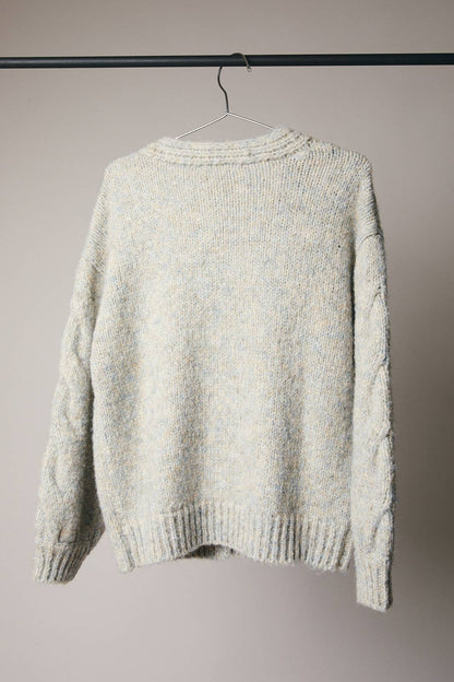 Sunday Edition V-Neck Cable Sweater Two Tone