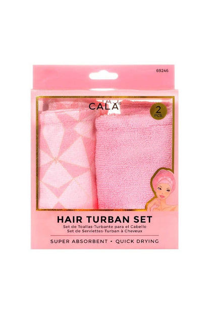 CALA 2pc Shower Hair Turban Set Geometric/Pink